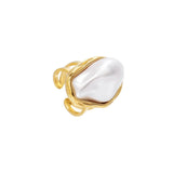 Anel Pérola Aura (Banhado a Ouro)