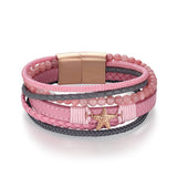 Pulseira Estrela do Mar com Corda Náutica Cabedal & Rosa Jade