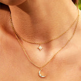 Moon Phase N Star Double Layer Necklace