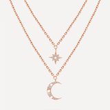 Moon Phase N Star Double Layer Necklace