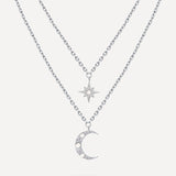 Moon Phase N Star Double Layer Necklace