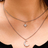 Moon Phase N Star Double Layer Necklace