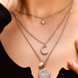 Moon Phase N Star Double Layer Necklace