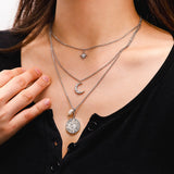Moon Phase N Star Double Layer Necklace