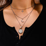 Moon Phase N Star Double Layer Necklace