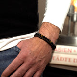 Pulseira Preto Praia Cabedal Onyx & Olho de Tigre