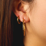 35MM TEXTURED HOOPS LARGE EARRINGS