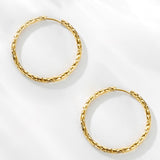 35MM TEXTURED HOOPS LARGE EARRINGS