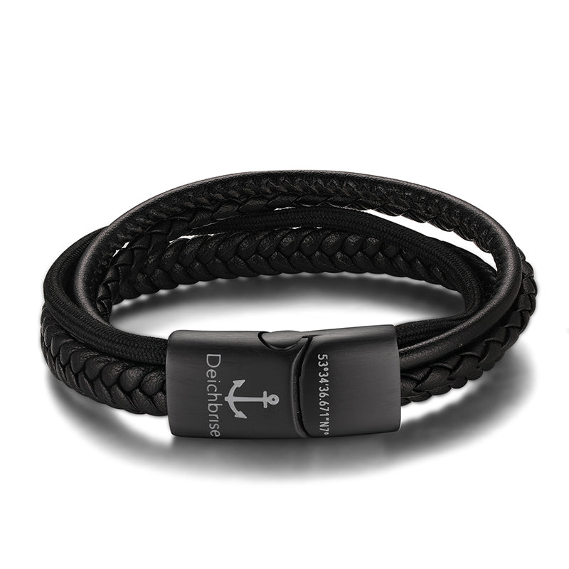 Pulseira Cabedal & Corda Náutica Rocky