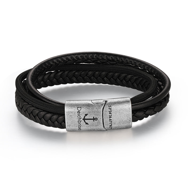Pulseira Cabedal & Corda Náutica Rocky