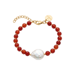 Pulseira Vermelho Achat Pérola