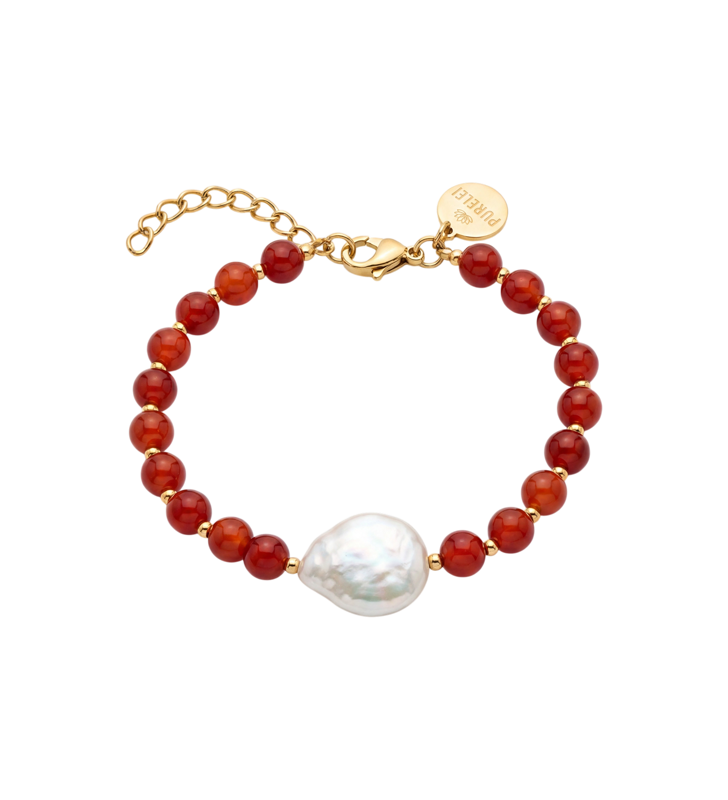 Pulseira Vermelho Achat Pérola