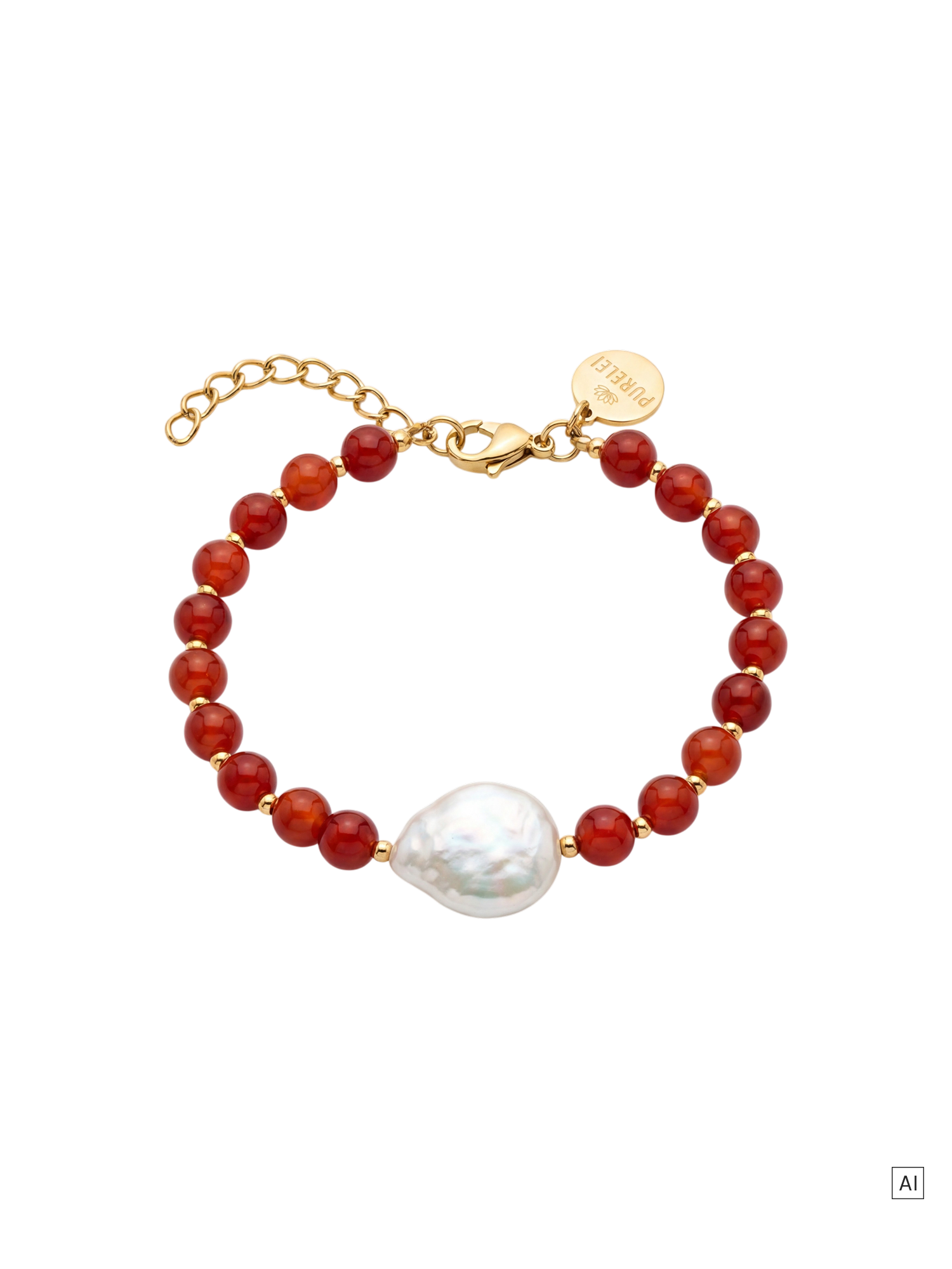 Pulseira Vermelho Achat Pérola