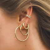 35MM TEXTURED HOOPS LARGE EARRINGS